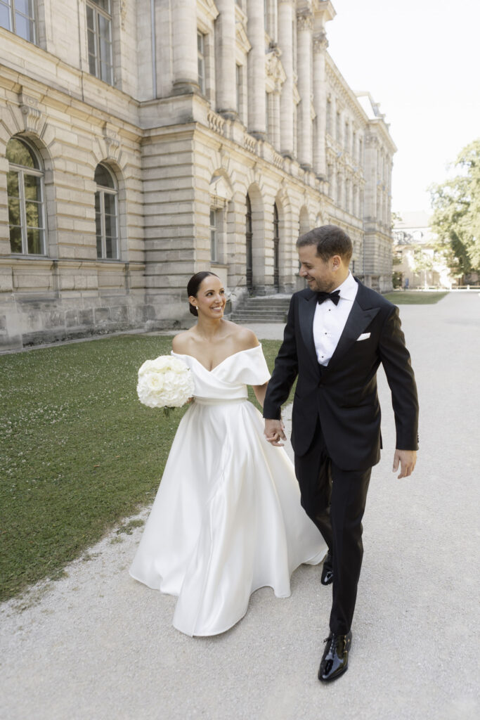 29 couple walking palace wedding europe